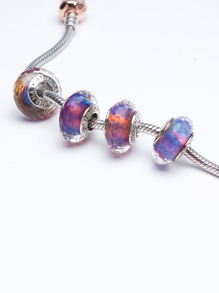 Detail of twilight prism murano glass charm handcrafted Murano glass bead