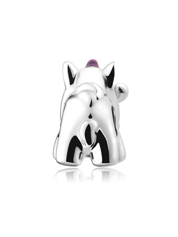 Back view of unicorn enamel charm bead by ATHENAIE
