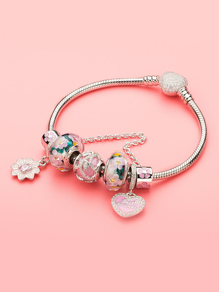 Vine charm bead styled on sterling silver charm bracelet