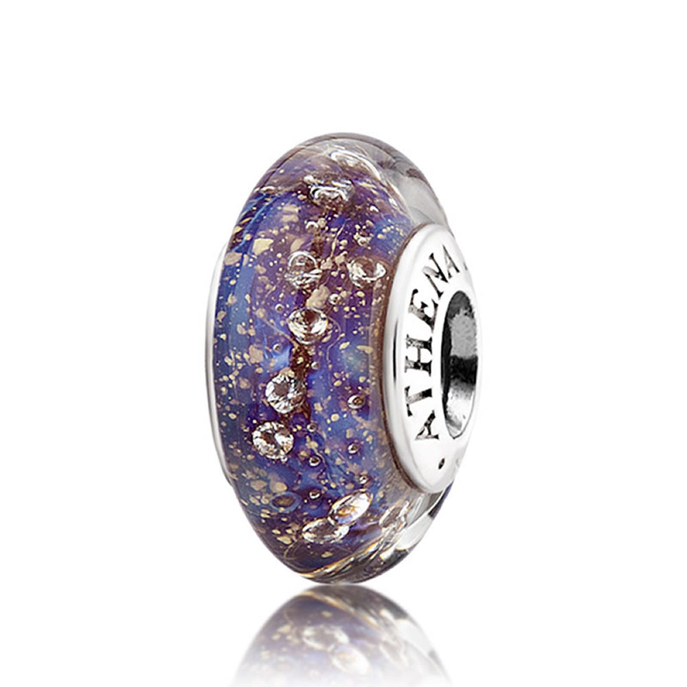 Violet Drift Murano glass charm bead front view