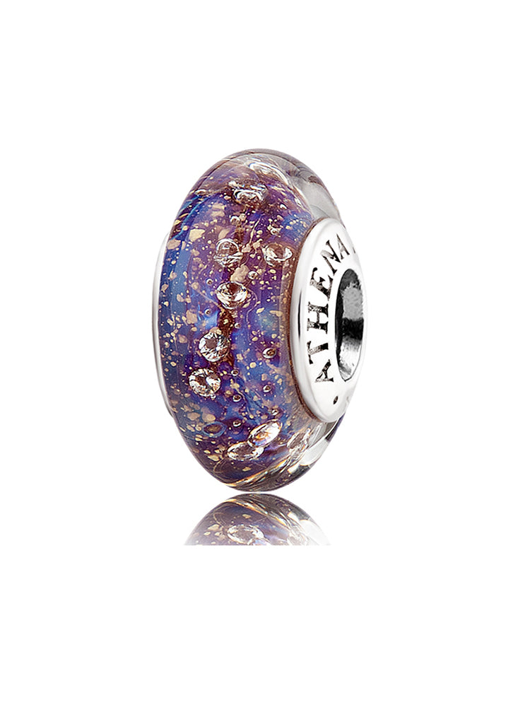 Violet drift murano glass charm with 925 sterling silver core by ATHENAIE