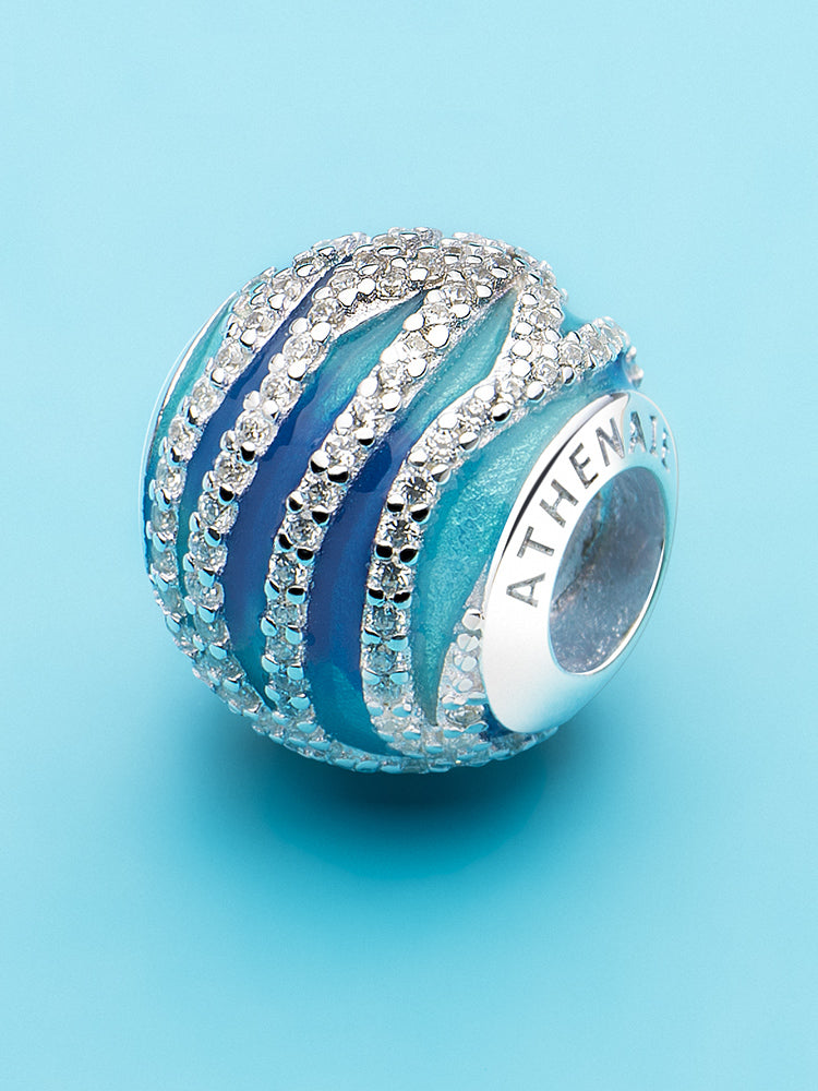 Ocean wave charm bead on bracelet