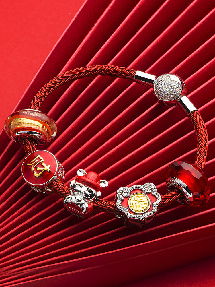 Lucky wealth charm bead paired with bracelet charms