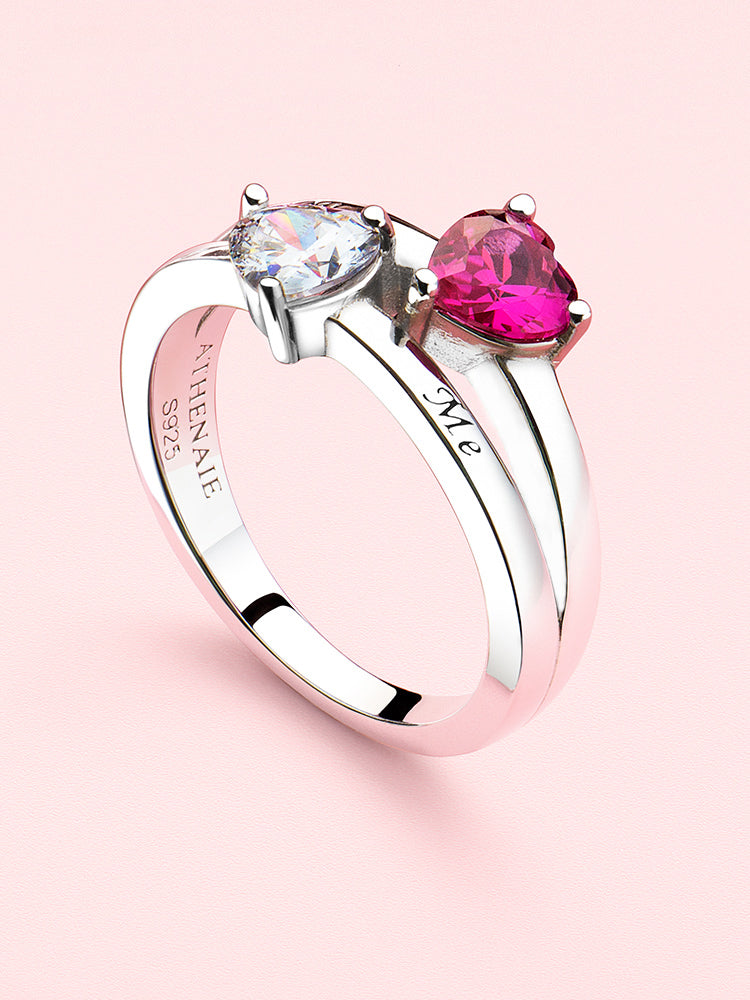 Sterling silver you and me heart ring styling scene